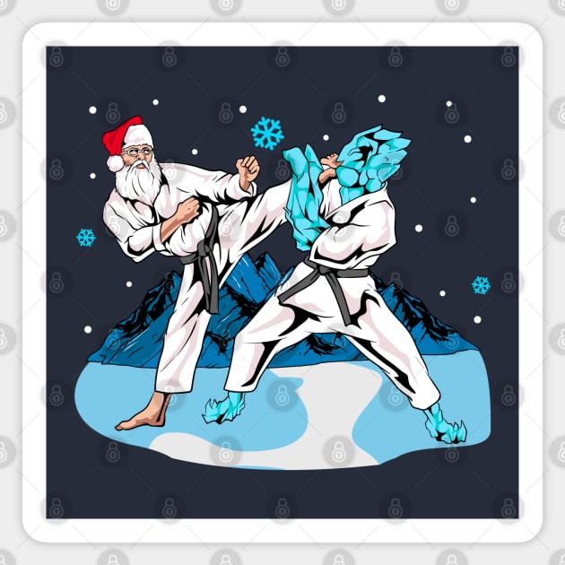 Santa Claus Karate Martial Arts Merry Christmas Sticker by E